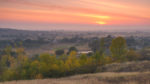 Autumn sunrise over the village